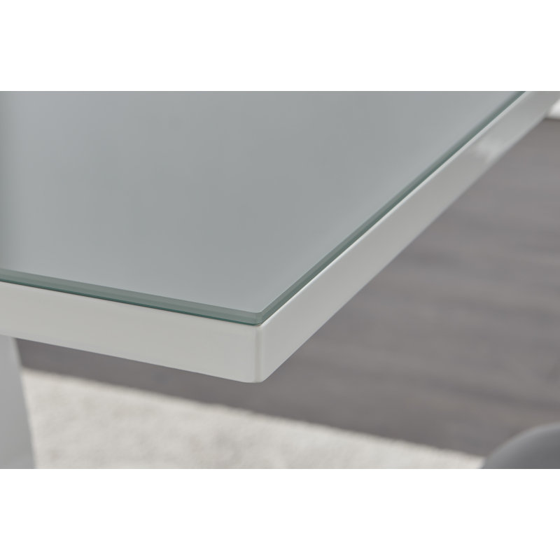 Scottsmoor Modern High Gloss & Glass Dining Table Set - 6 Scandi-Style Faux Leather Dining Chairs, Grey/Black, Grey