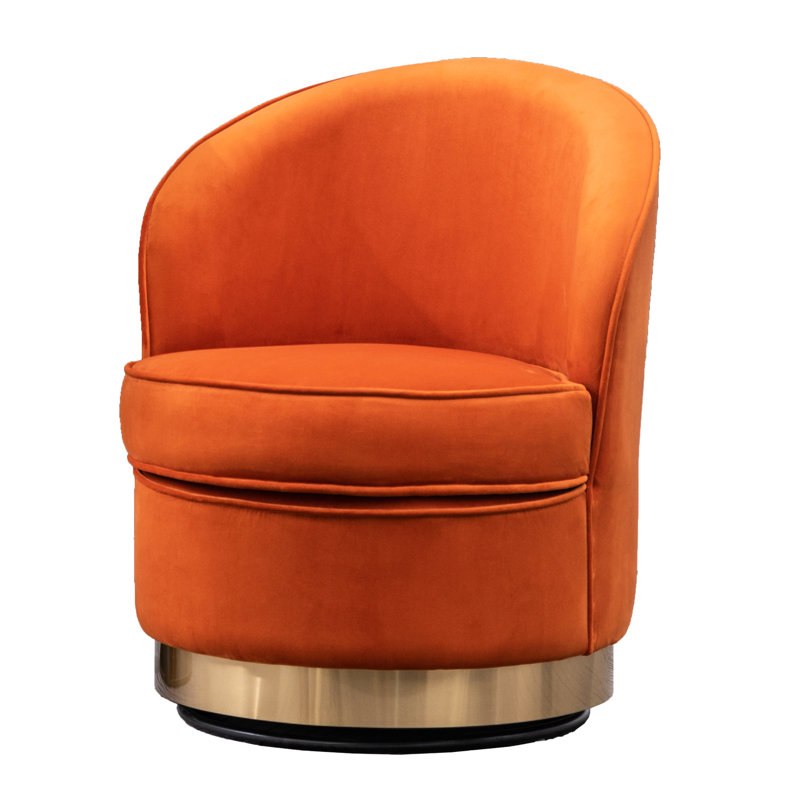 Fauteuil d'appoint en velours orange - Fauteuil pivotant confortable, élégant et confortable, Orange