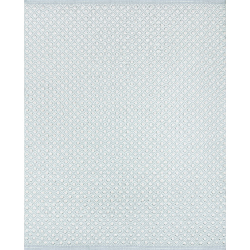 Langdon Wool Geometric Area Rug in Blue, Rectangle 3'9" x 5'9"