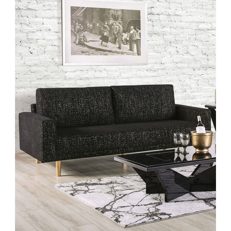 Canapé contemporain l 83 po, noir, Noir