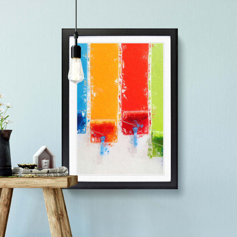 Paint Rolling in Abstract - Picture Frame Painting Print, 87cm H x 62cm W x 2cm D, Black Framed