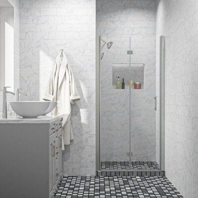 30" W x 72" H Frameless Folding  Shower Door Bi-Fold Bathroom Glass Door