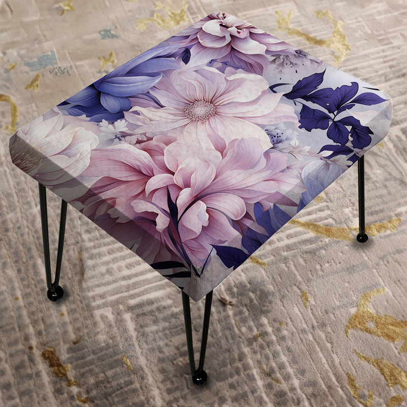 Exquisite Purple Beauty Floral Pattern II - Floral Rectangle Ottoman