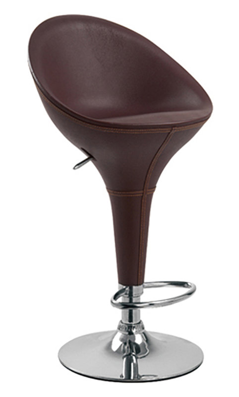 Kailyn Swivel Upholstered Faux Leather Adjustable Height Counter Stool, Brown