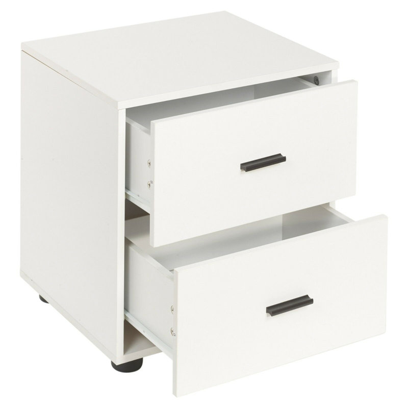 Laster 101.6cm W Solid + Manufactured Wood Bedside Table, White