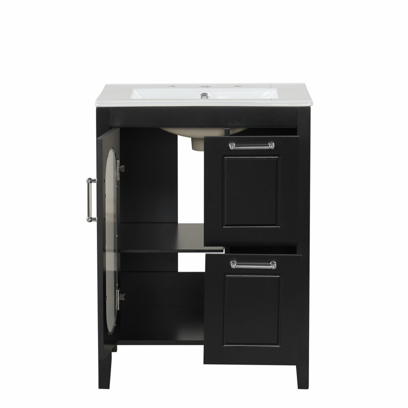 Meuble-lavabo 24 po avec lavabo, Noir