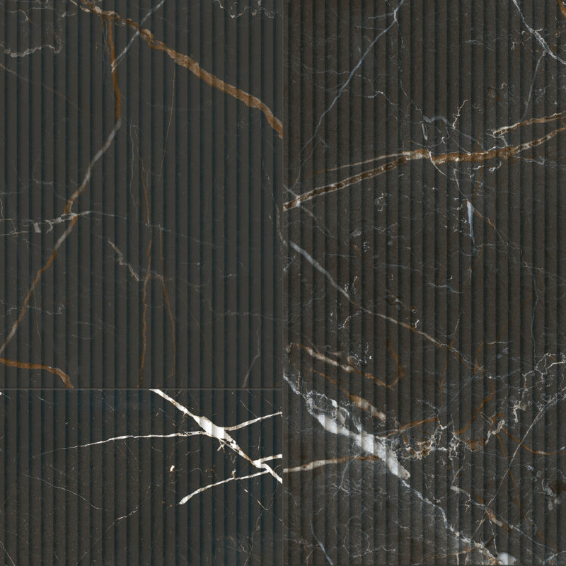 Reve Roseliere Deco 11-3/4 in. x 23-1/2 in. Porcelain Wall Tile, Black/White