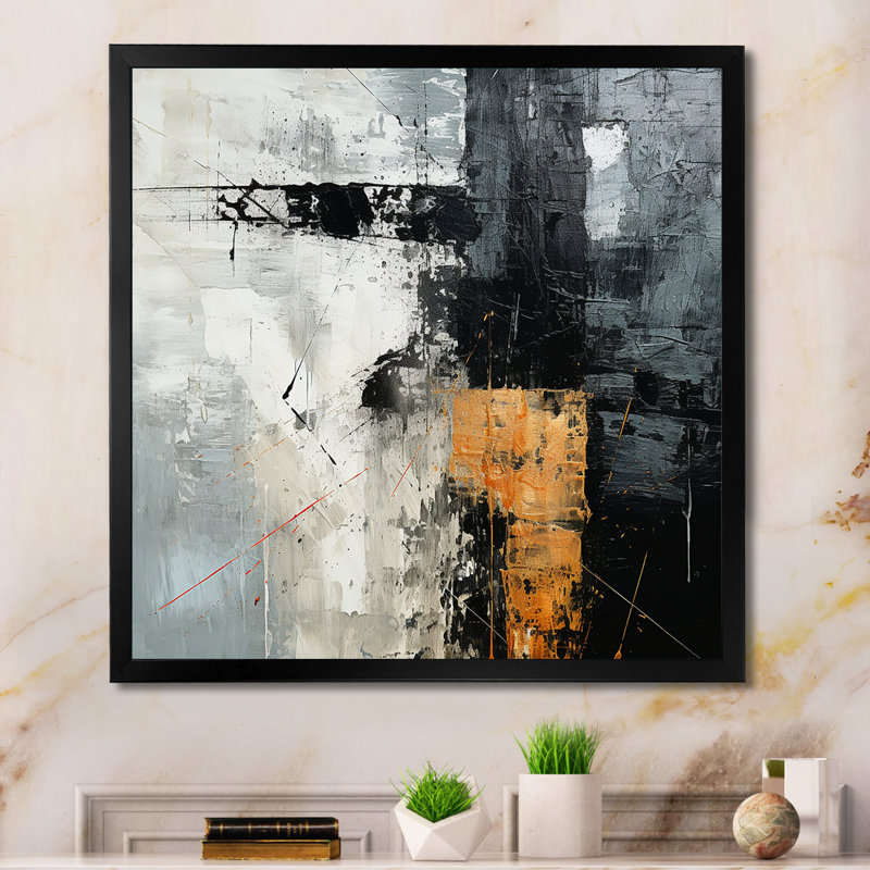 Illustration lunaire noire et blanche I, Cadre simple noir, H 24 po x l 24 po x P 1 po