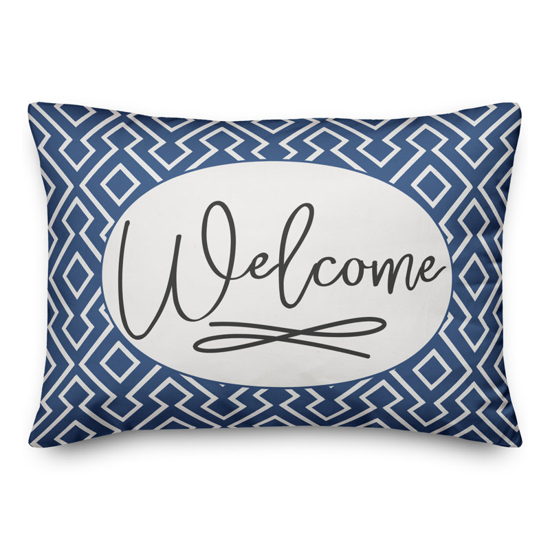  Welcome Outdoor Rectangular Pillow Cover and Insert, Blue