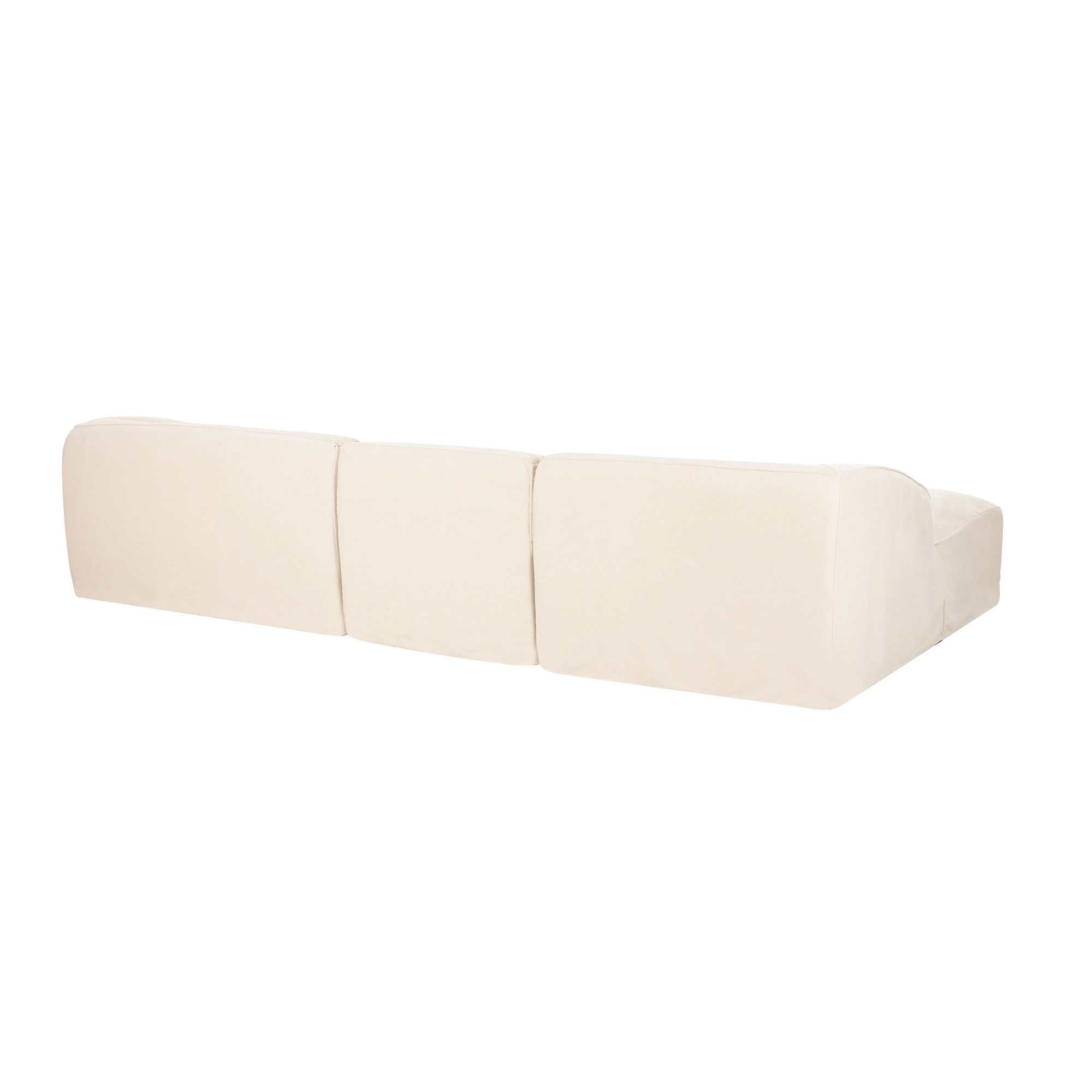 Wilde 3 - Piece 138" Modular Chaise Sectional, Left Hand Facing, Cream Veil Canvas, 29.9" H x 103.8" W x 76.3" D