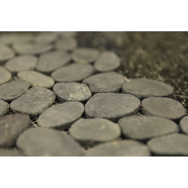 Streambed 1" x 1" Honed Natural Stone Mosaic Floor and Wall Tile, Black