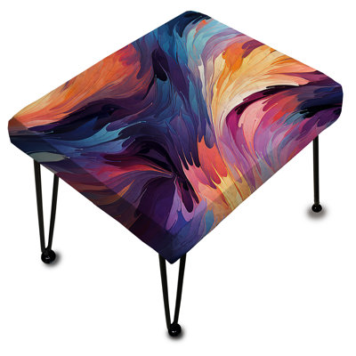 Repose-pieds rectangulaire abstrait coloré et coloré Ikat Fusion