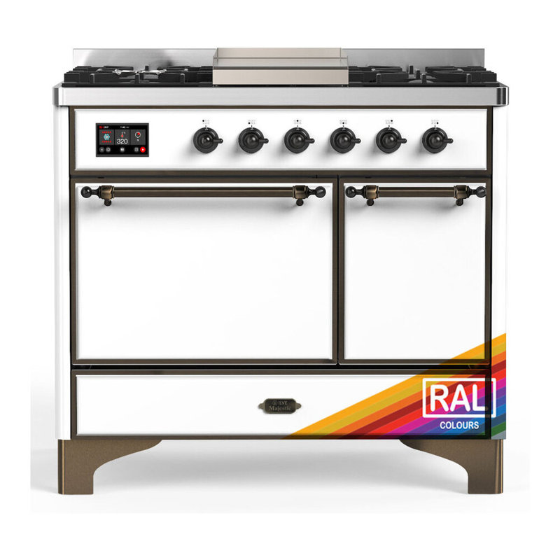 Majestic III Series 40 Inch Dual Fuel Range with 6 Sealed Burners, Griddle, in RAL (Natural Gas, Burnished Trim), Burnished