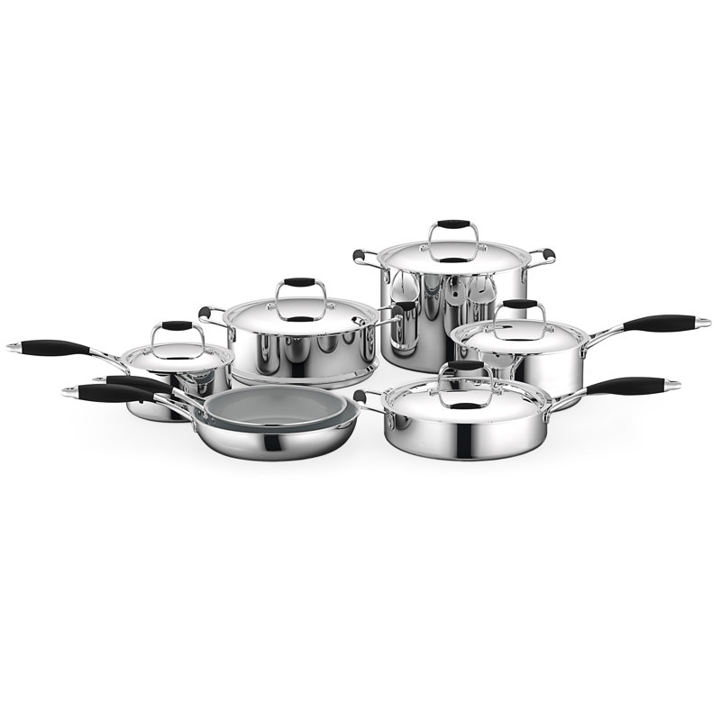 Batterie de cuisine antiadhésive en acier inoxydable 12 pièces NutriChef