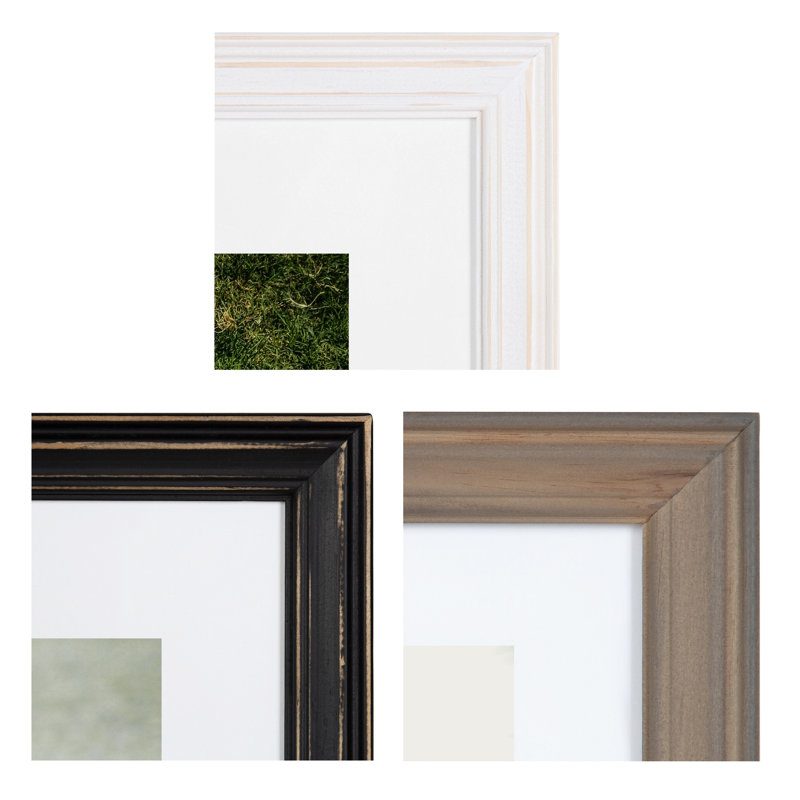 Helf Wood Beveled Picture Frame - Set of 10 with Mat, Multi/Black