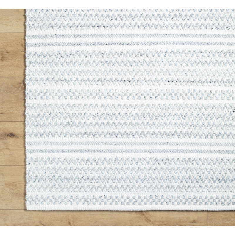 Lavande Striped Wool Area Rug in Ivory/Gray, Runner 2'6" x 8'