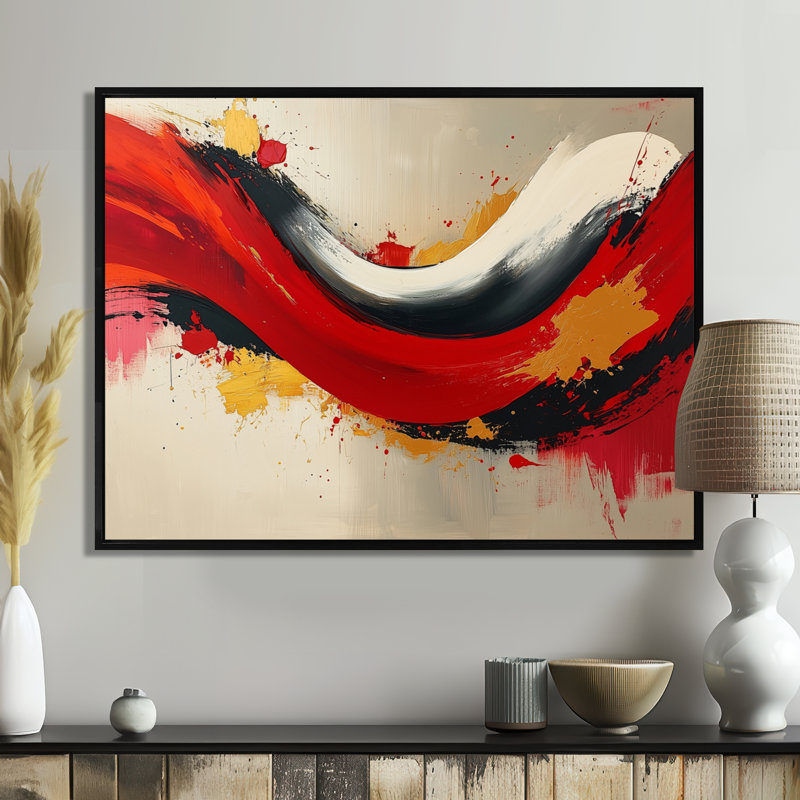Whisenhunt - Abstract Canvas Art Print, H 12 po x l 20 po, Avec cadre, Noir, noir, noir, noir