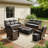 8 Person Outdoor Garden Nighttime Moments Family Sofa Conversation Set With Swivel Chairs And Split-Type Fire Pit-345681972
