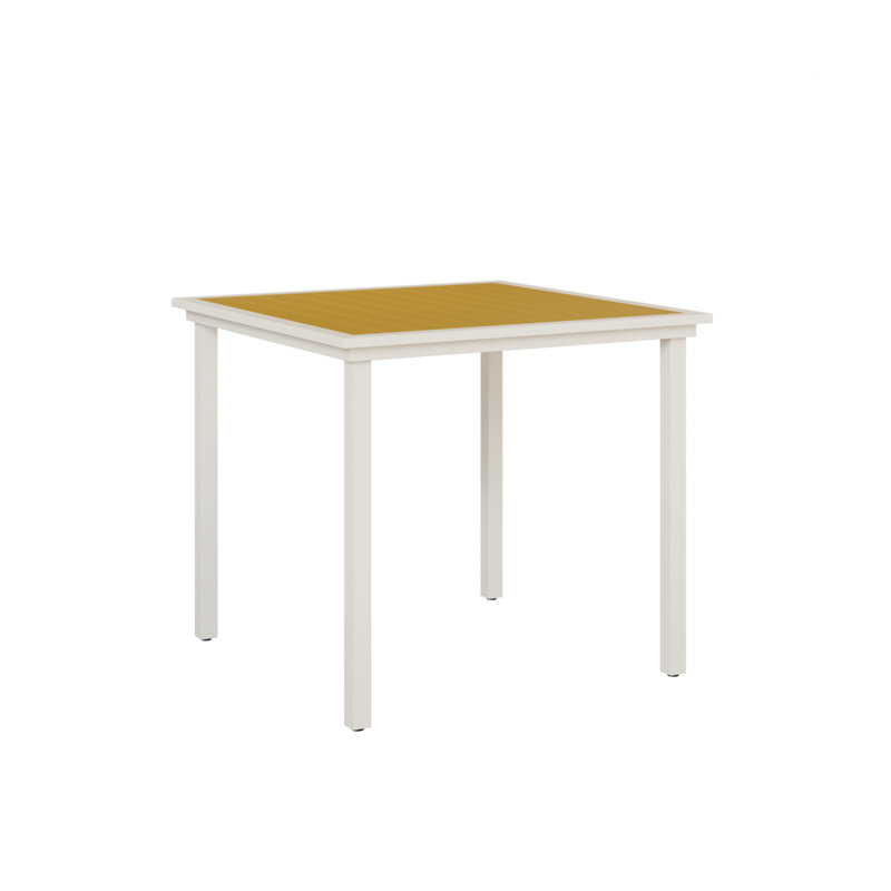 Table de bar carrée en aluminium Sunburst jaune avec base blanche matte 44 po Lumley, Jaune soleil levant