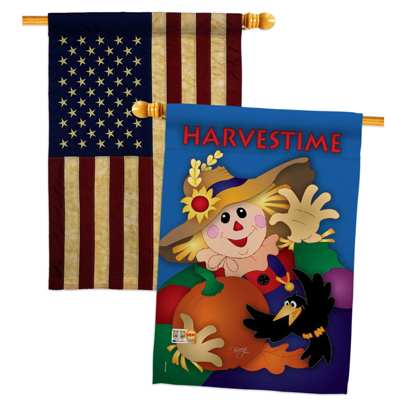 Drapeau de maison à double face en polyester 40 po x 28 po Harvestime
