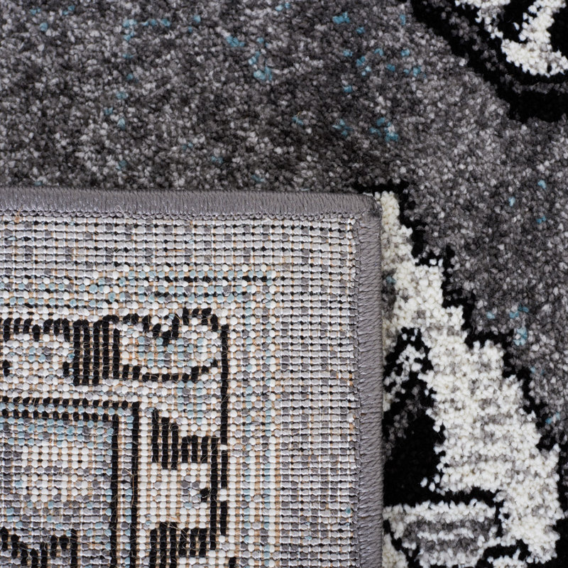 Tapis gris / noir Evanoff 262, Rond 6 pi 7 po