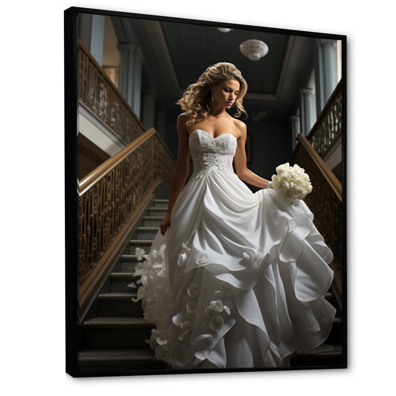 «Wedding Bride Elegance», reproduction sur toile, H 20 po x l 12 po x P 1 po, Cadre flottant noir