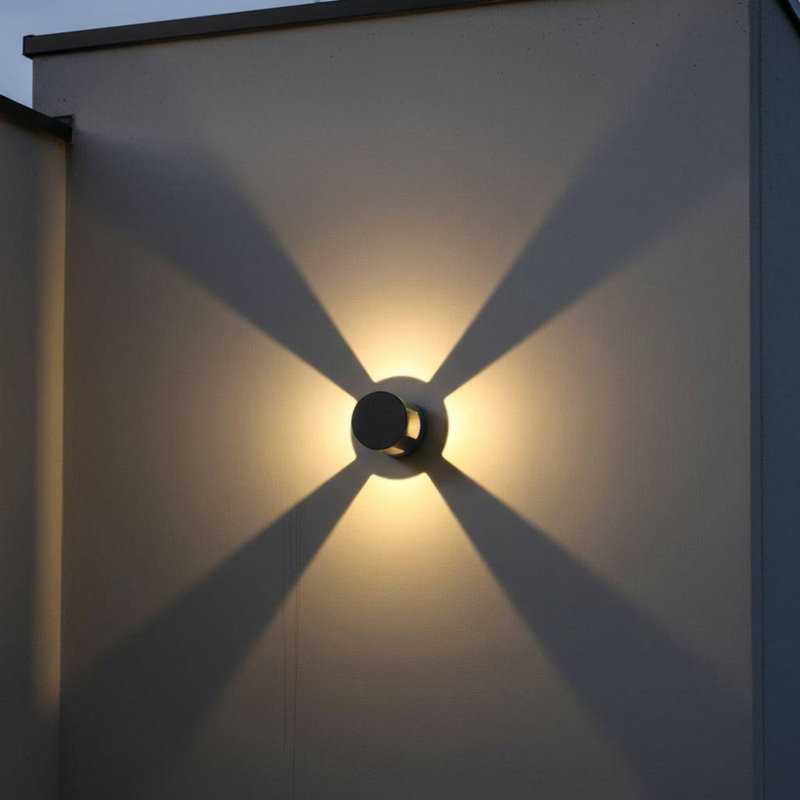 UltraBeam 12 Watt LED Round Black Outdoor Wall Light - IP65 rated - 3000k - 150mm Diameter