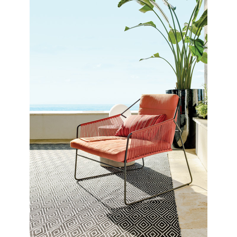 Sandur Outdoor Lounge Chair , Sunbrella® Cushions Included, Taupe Rope/Stainless Steel, Canvas Black