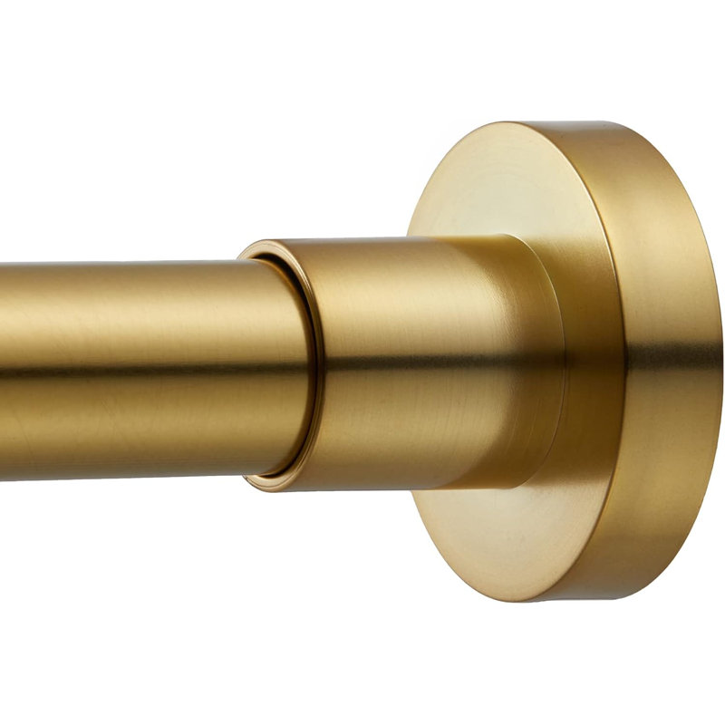 Tringle à rideau de douche dorée - Tringle à tension à ressort antidérapante robuste avec revêtement antirouille, installation sans perceuse, longueur réglable pour la salle de bain, la cuisine, et plus encore