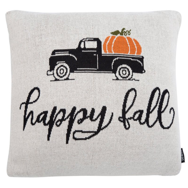 Hello Fall Orange Cotton Throw Pillow