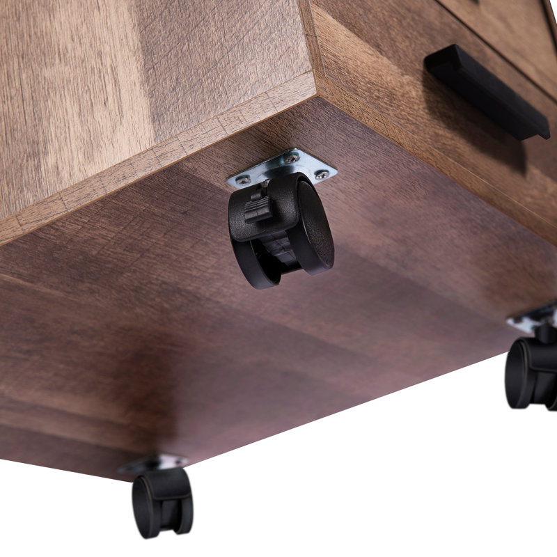 Classeur roulant Nevio, tiroir de bureau en bois, classeur avec tiroirs, armoires de bureau, supports et tablettes, support d'imprimante