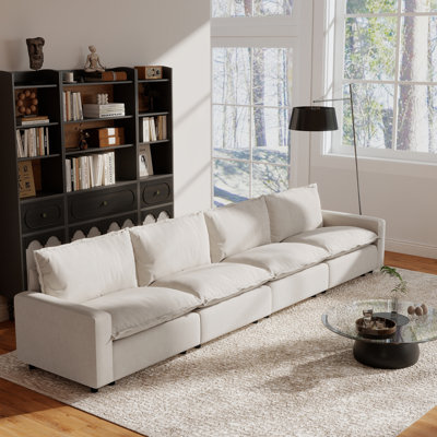 Moncada 4-Piece Upholstered Modular Linen Fabric Sofa For Small Spaces