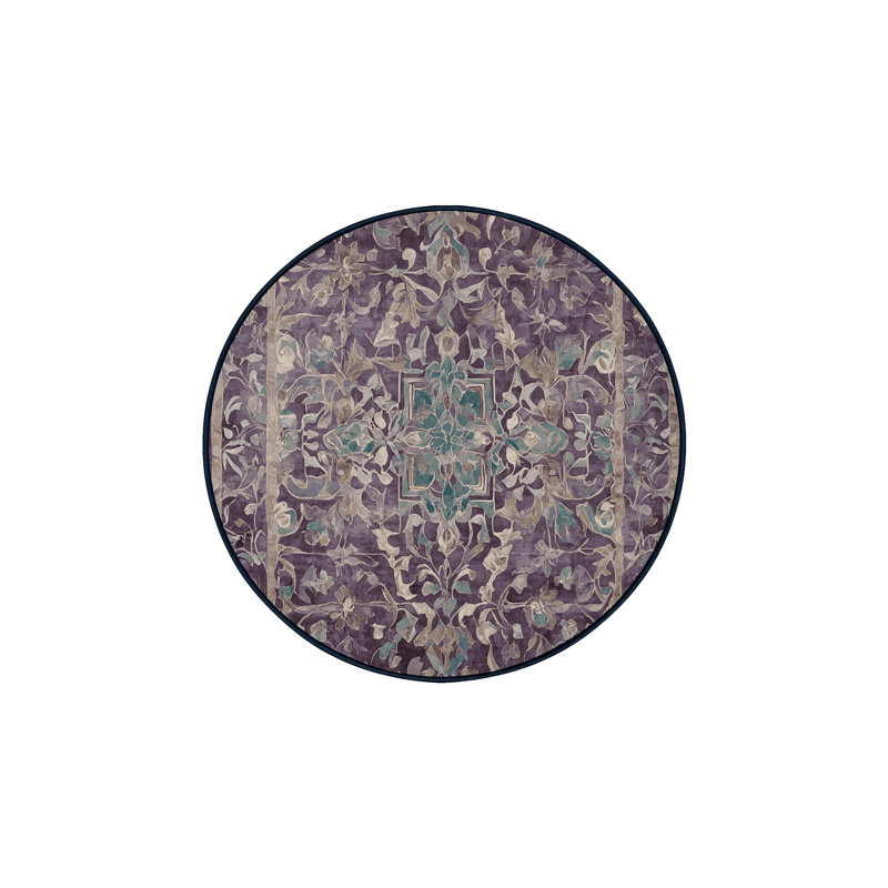 Tapis mauve lavable à la machine, Rond 5 pi
