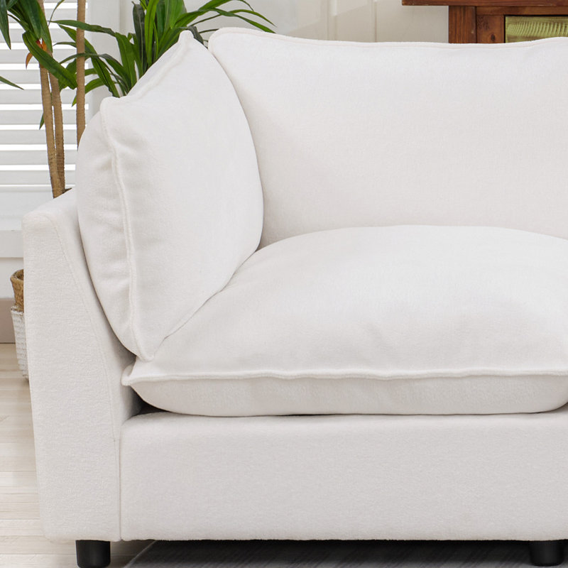 Canapé modulaire surdimensionné Heffernan, Chenille blanche, H 33,10 po x l 137,90 po x P 100,86 po