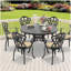Ensemble de 7 pièces de mobilier de patio en aluminium coulé avec cadre noir et coussins de siège blanc cassé (identique à: W1710S00078)