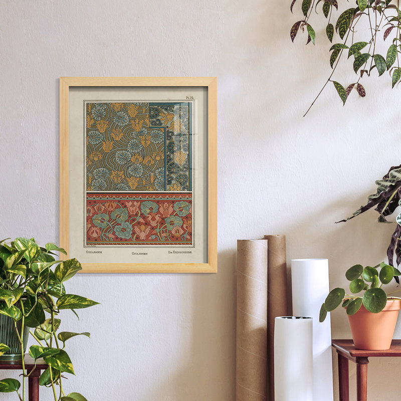 Nouveau Decorative I, reproduction d'art encadrée, H 15 po x l 12 po x P 1 po, Naturel
