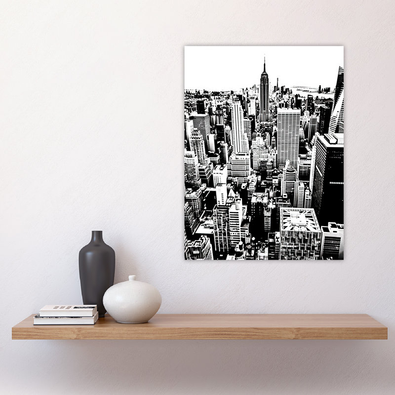 New York Aerial View White High Contrast Wall Art Print