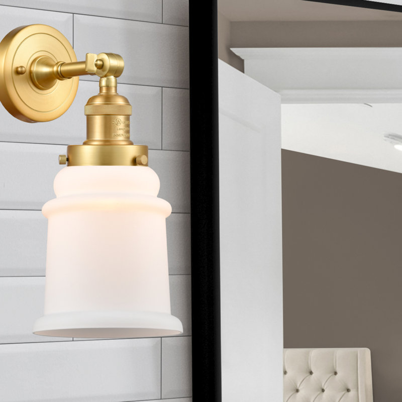 Galaviz Dimmable Bath Sconce, 60 Watt Vintage Incandescent Bulb, Matte White Cased, Satin Gold