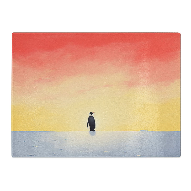 Penguin Minimalism  Glass Chopping Board