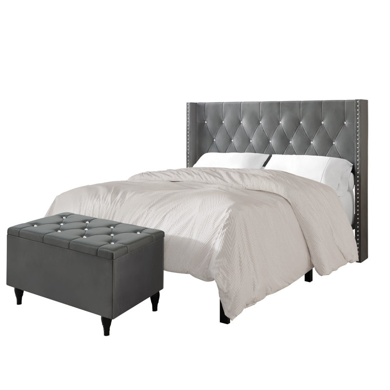 Falaq Solid Wood Piece Bedroom Set, Light Gray, Queen