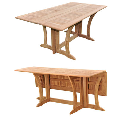 Lenworth Extendable Rectangular Teak Outdoor Folding Dining Table