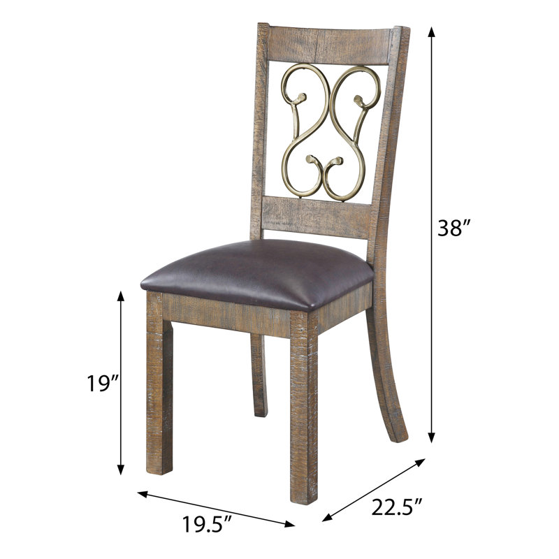 2 chaises d'appoint de salle à manger en cerisier vieilli et noir - dossier ouvert, siège rembourré en mousse pour plus de confort, dossier en 2, siège en similicuir, rembourrage