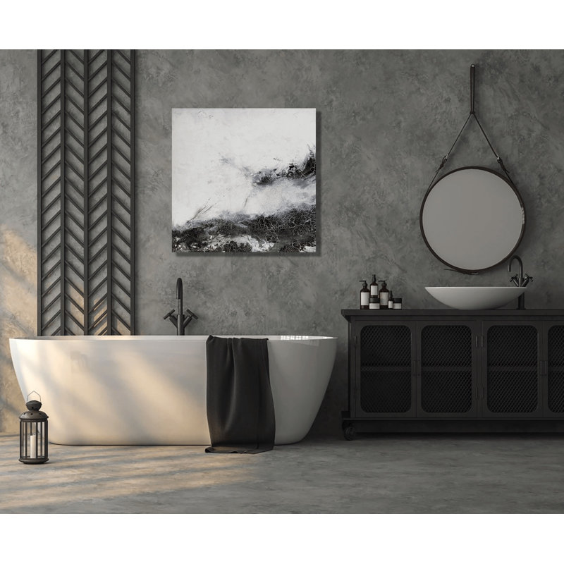 Black & Gray II - Artist Enhanced Canvas Print, 21.5" H x 21.5" W x 1.75" D, White Framed Canvas