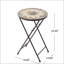 SILVESTER END TABLE With Stone Mosaic Top And Foldable Design For Versatile Outdoor Use, Perfect For Patio And Backyard Decor.