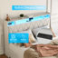 Cadre de grand lit avec tête de lit ergonomique, cadre de lit plateforme grand avec prises et chargeur et éclairage à DEL, cadre de lit en métal grand avec tablette de rangement, silencieux, aucun sommier nécessaire