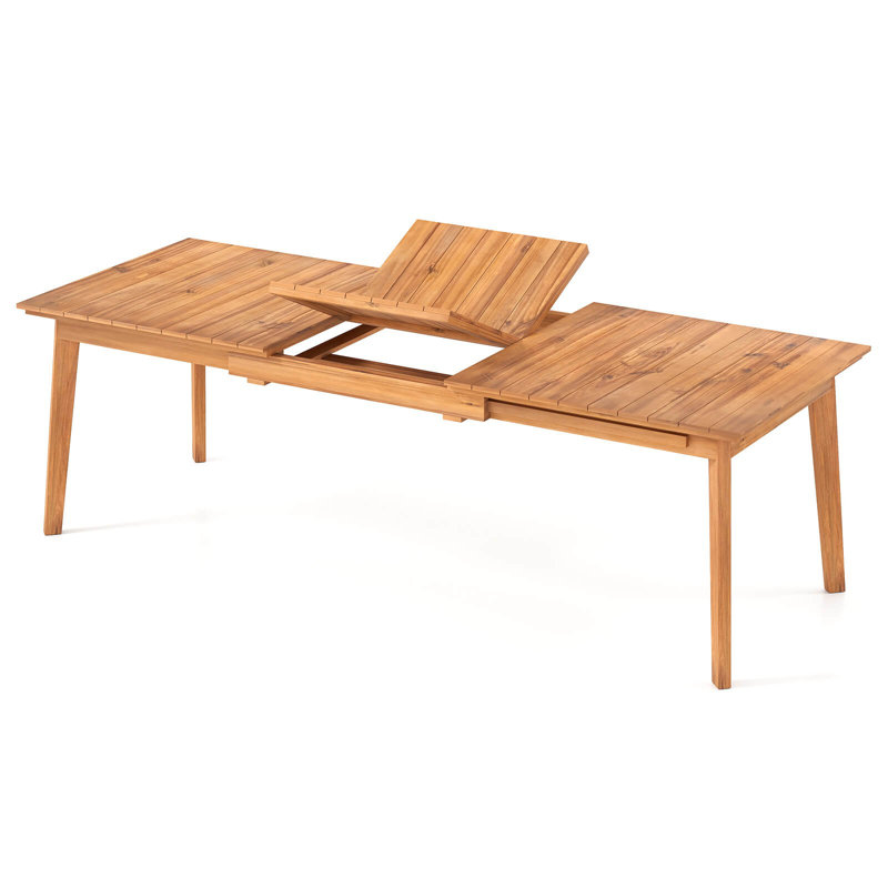 Rectangular Teak Solid Wood Extendable Outdoor Dining Table , 94 " W 36 " D
