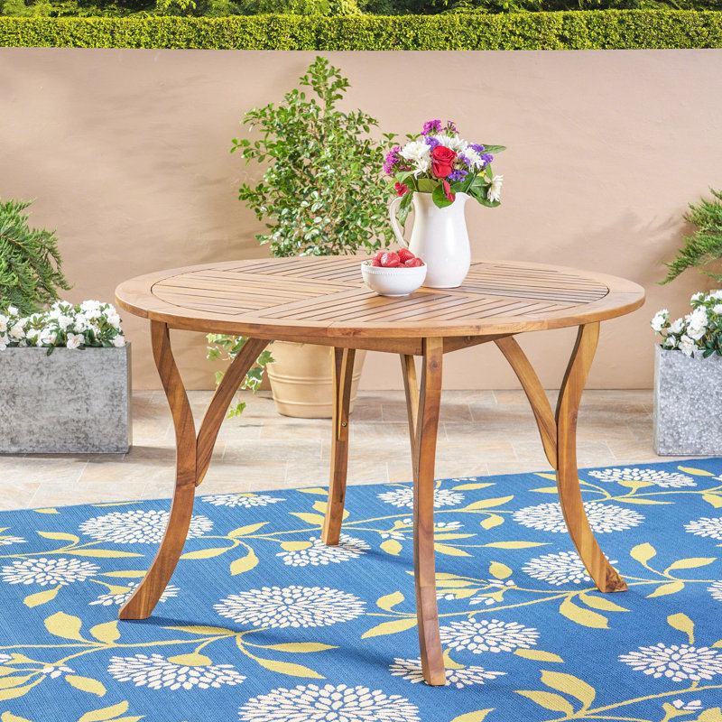 Table d'extérieur pour terrasse en bois 47, dimensions 47,54 x 47,54, finition, résistance naturelle, assemblage requis, taille 47,54 pouces, souci du détail, inclus