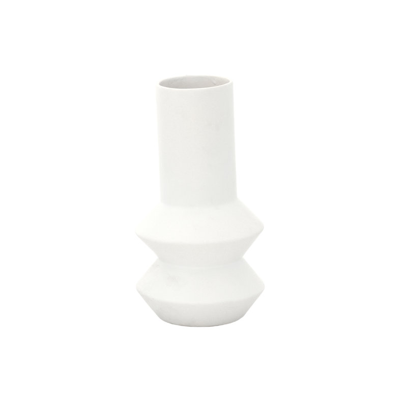 Vase rond en céramique blanc mat