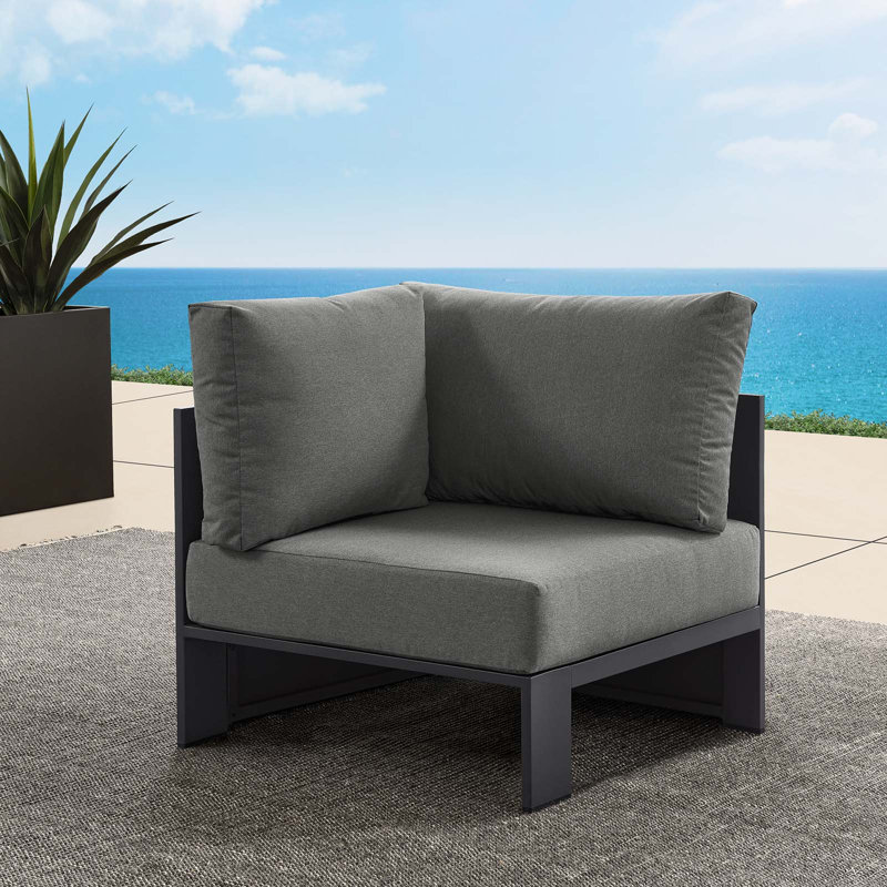 Modway Tahoe Outdoor Patio Powder-Coated Aluminum Modular Corner Chair, Charcoal