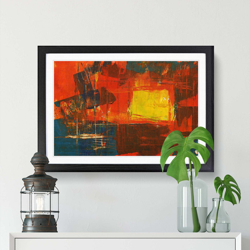 Abstract Art Painting Vol.159 by S.Johnson - Framed Print, Black Framed, 62cm H x 87cm W x 2cm D